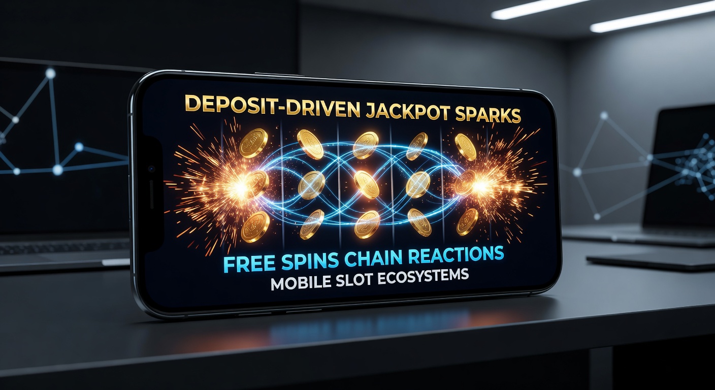 Grafische weergave van een storting die een ketenreactie van free spins en jackpot-vonken activeert in een mobiel slotspel