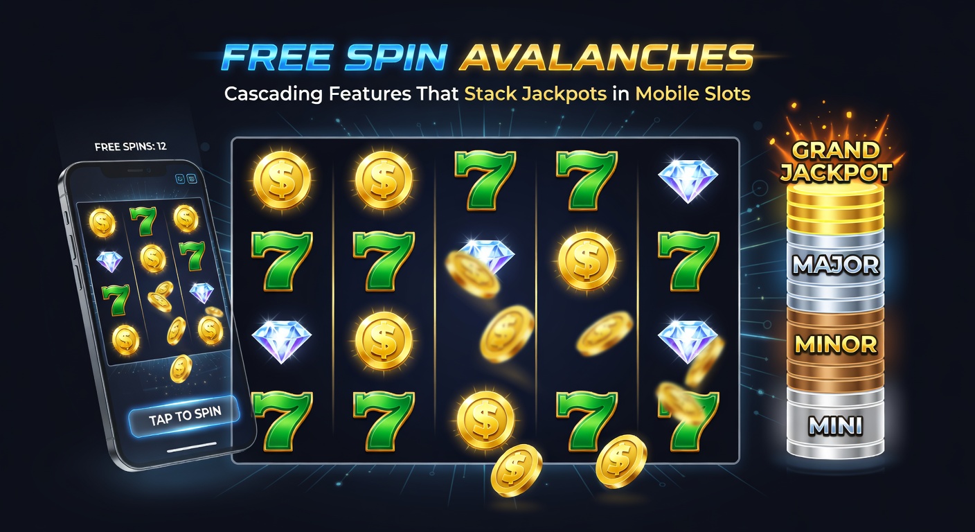 Grafiek met multiplier-groei tijdens een free spin avalanche, vallende symbolen bouwen op naar een jackpot-uitbetaling