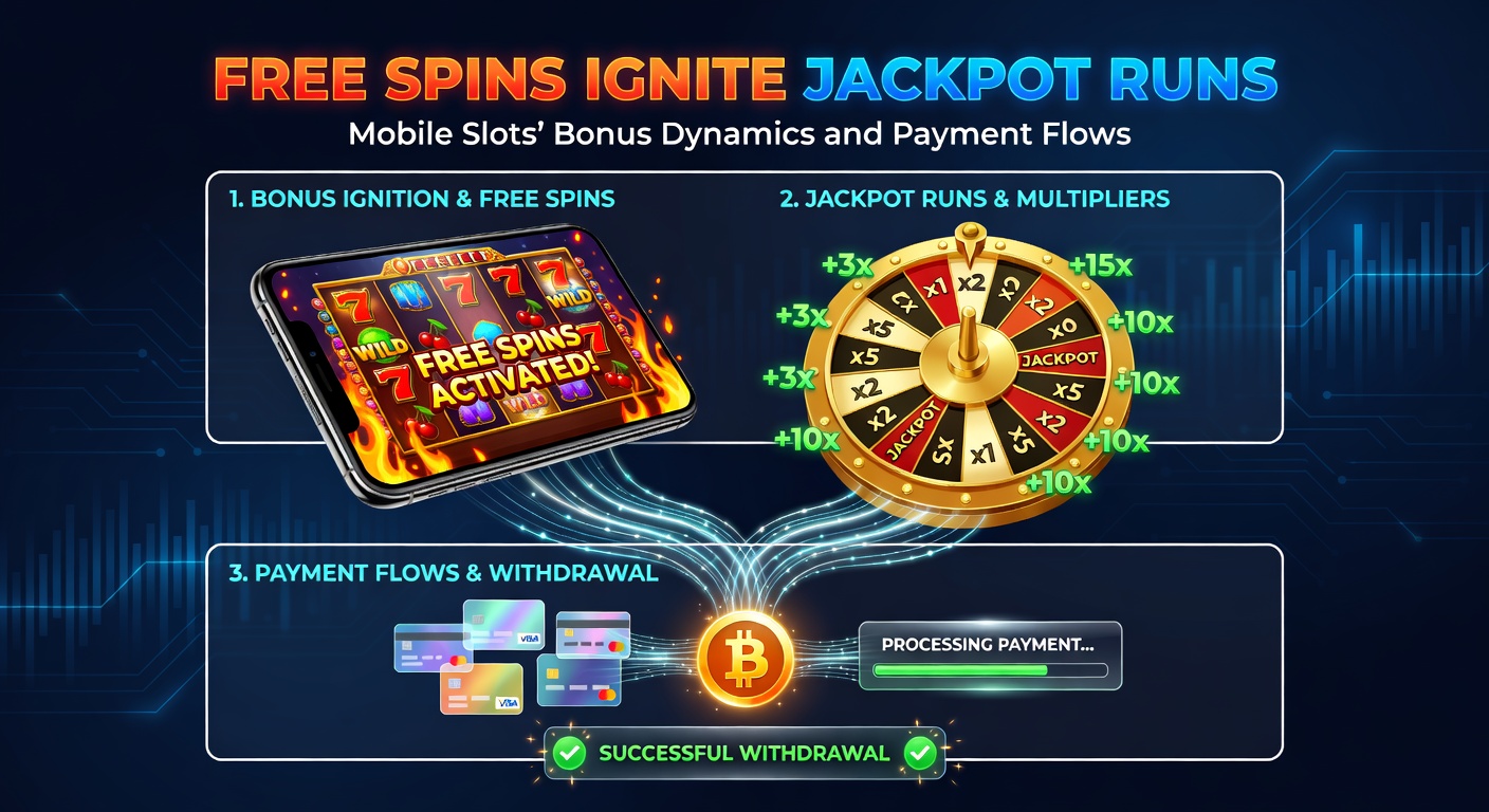Dynamische weergave van gratis spins die een jackpot run activeren in een mobiele slot, met vallende symbolen en oplopende meters
