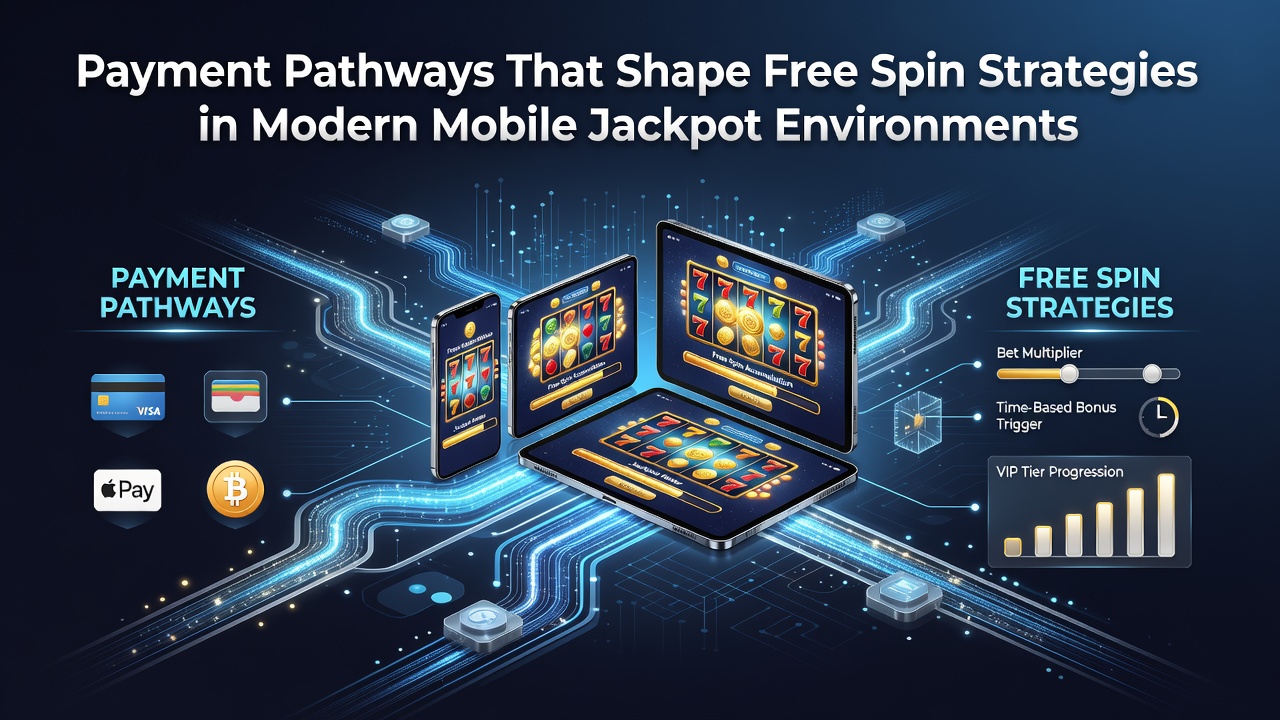 Mobiele jackpot scherm met betalingsopties en free spin tellers