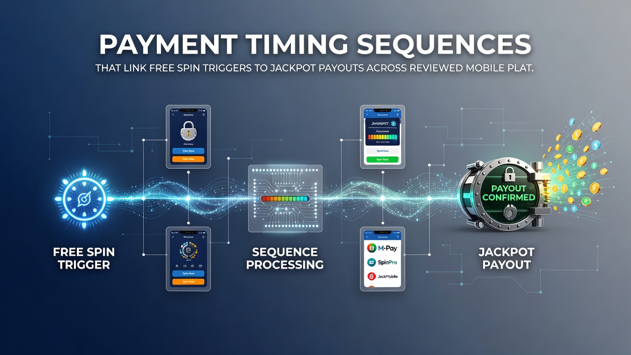 Diagram van timingsequenties tussen free spins en jackpot uitbetalingen met live dealer integratie