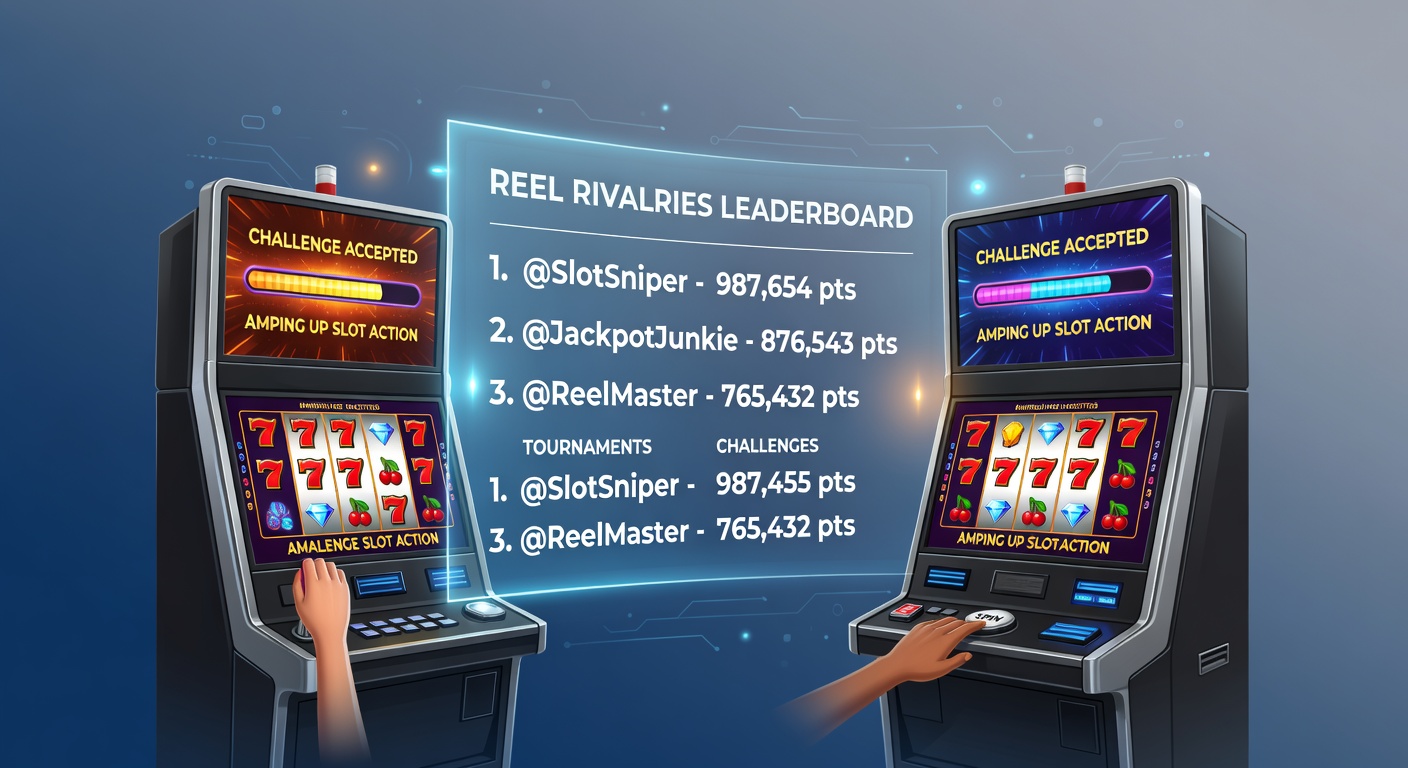 Spelers strijden om de toppositie op een bruisend leaderboard in een online gokkast-toernooi, met felgekleurde rollen en stijgende scores